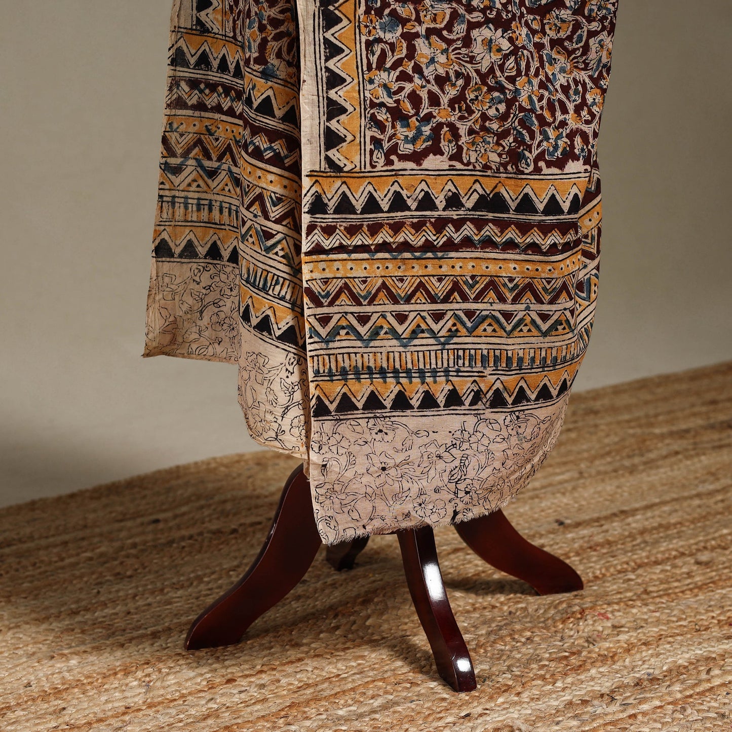 Maroon - pedana natural dyed cotton kalamkari dupatta 08