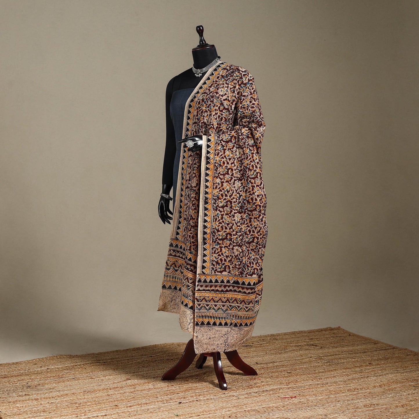 Maroon - pedana natural dyed cotton kalamkari dupatta 08