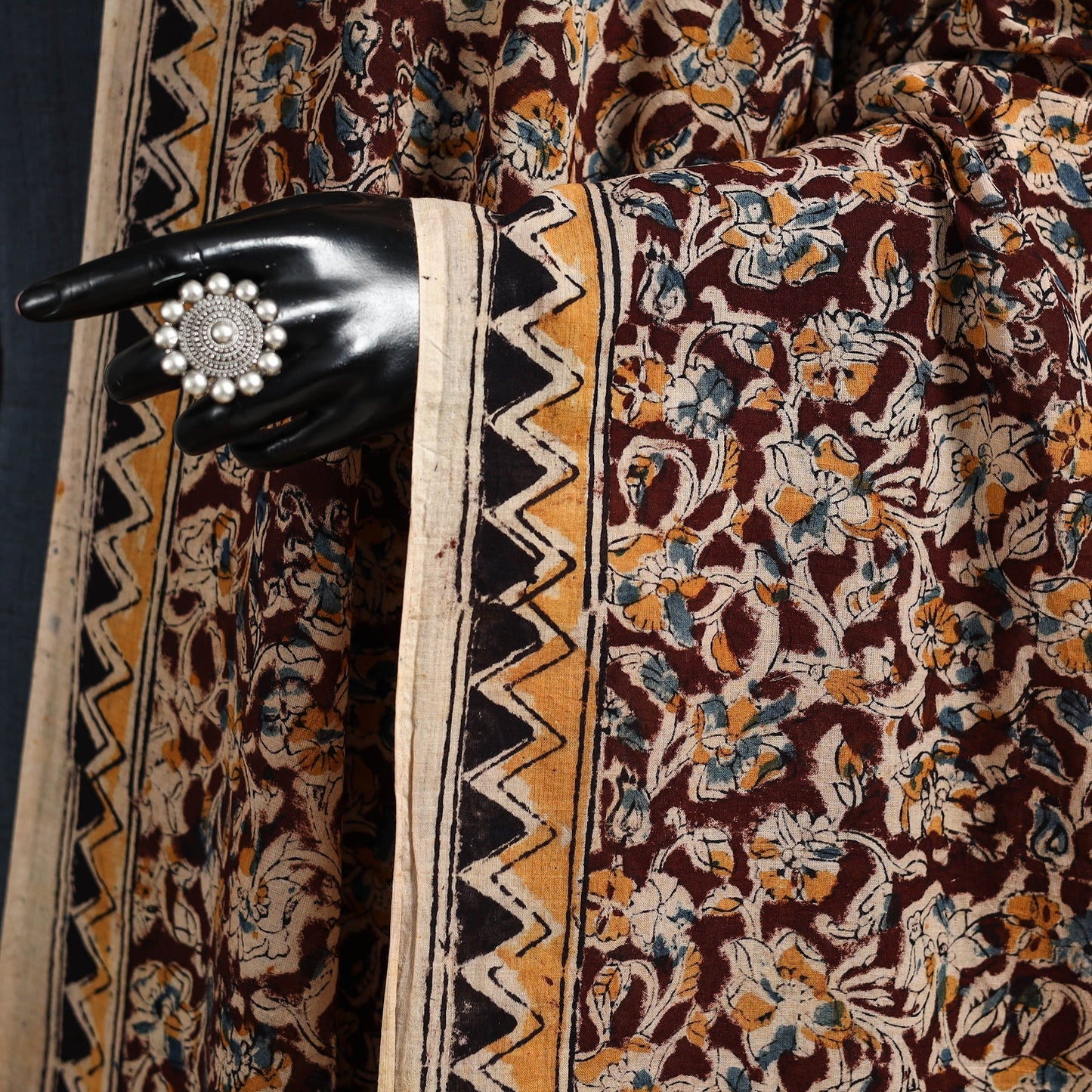 Maroon - pedana natural dyed cotton kalamkari dupatta 08