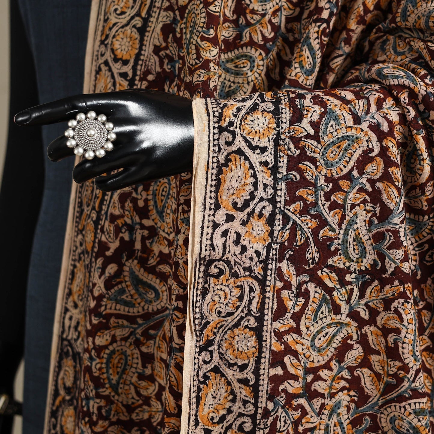 Maroon - pedana natural dyed cotton kalamkari dupatta 24