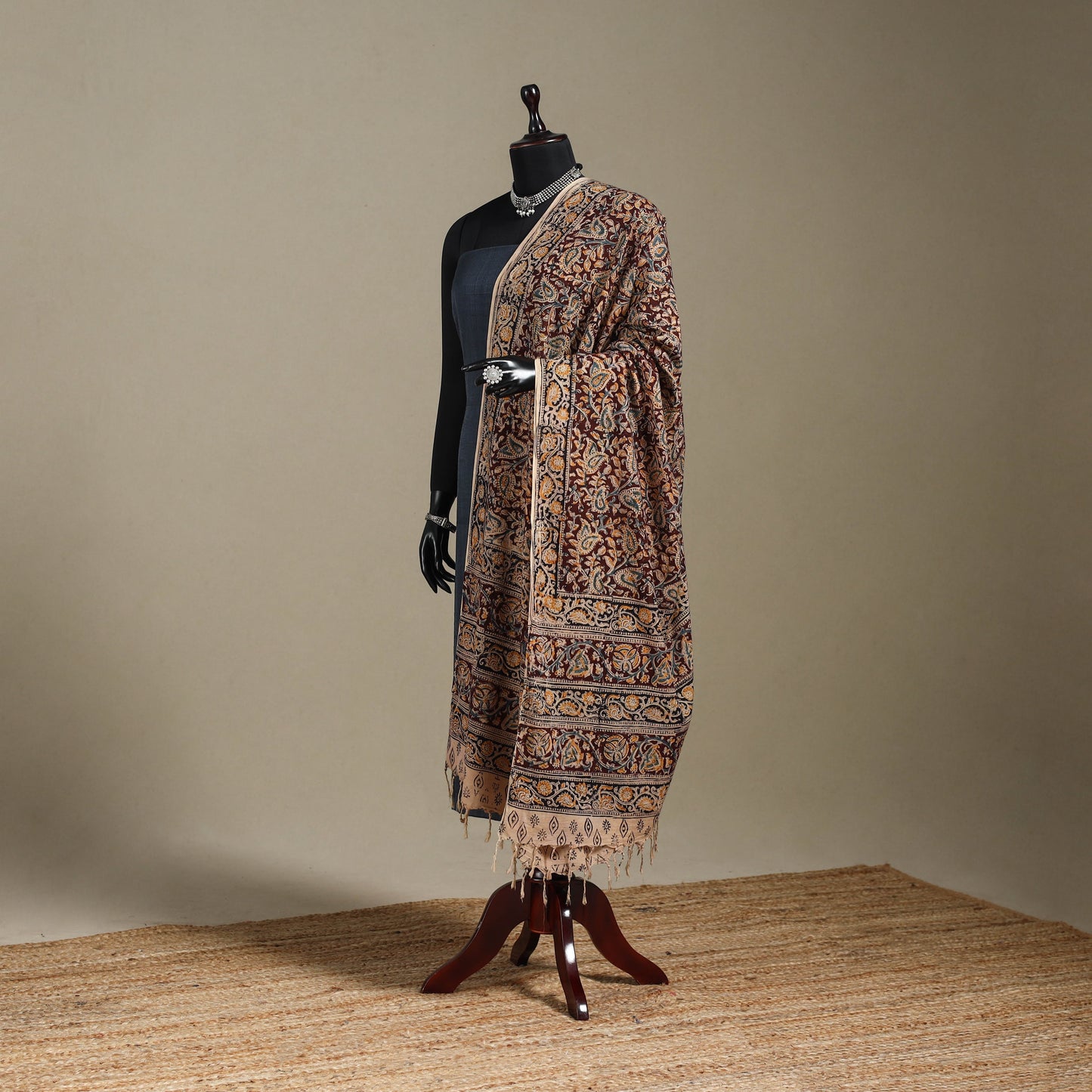 Maroon - pedana natural dyed cotton kalamkari dupatta 24