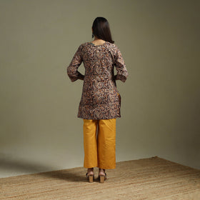 Maroon - pedana natural dyed cotton short kalamkari kurta