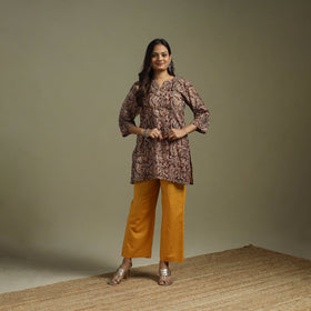 Maroon - pedana natural dyed cotton short kalamkari kurta