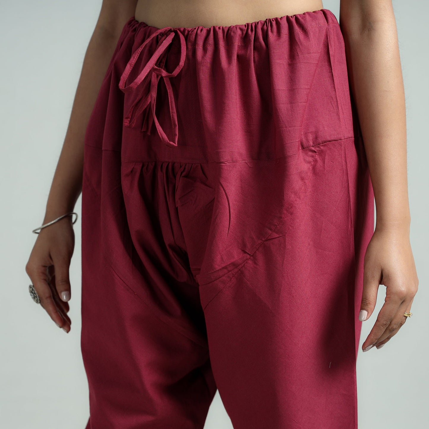 Maroon - pink - plain dyed cotton ankle length churidar