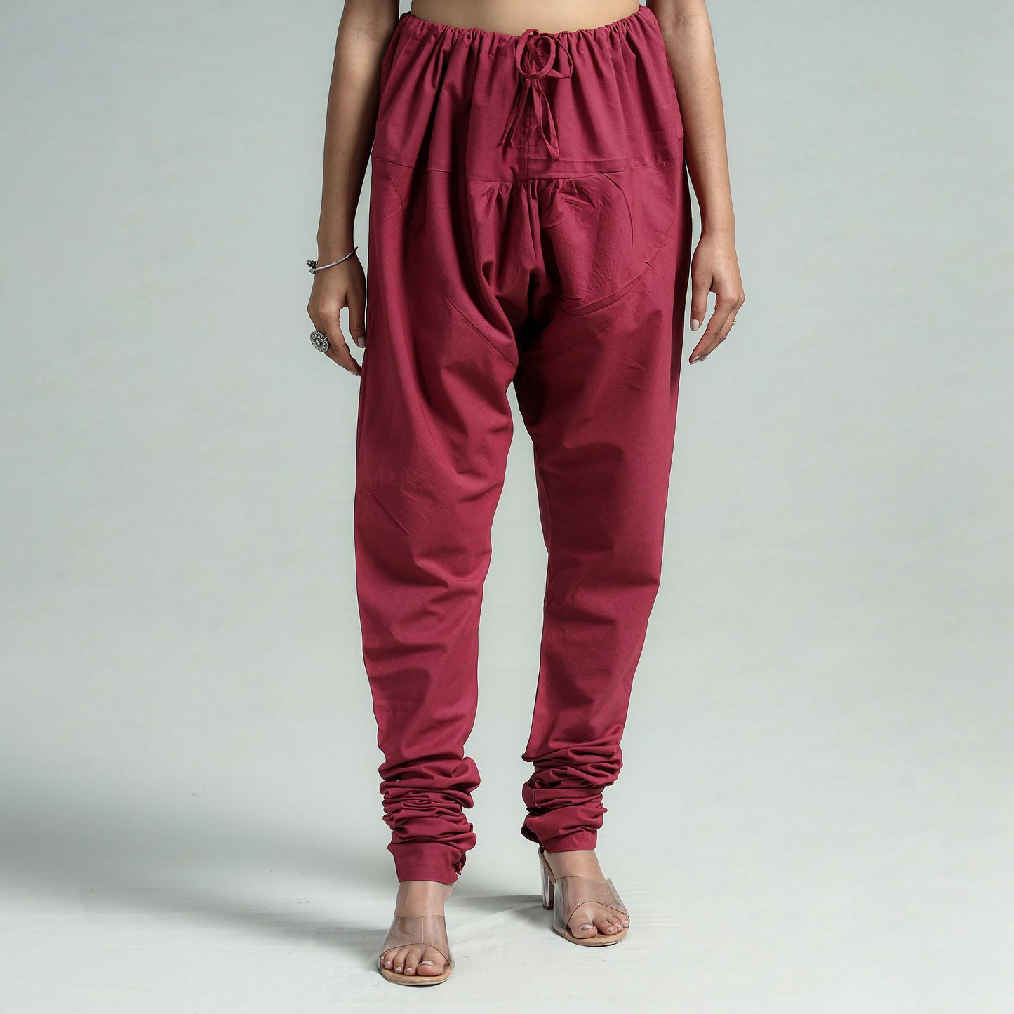Maroon - pink - plain dyed cotton ankle length churidar
