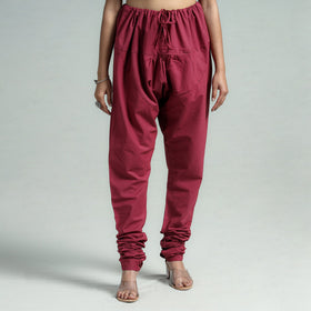 Maroon - pink - plain dyed cotton ankle length churidar