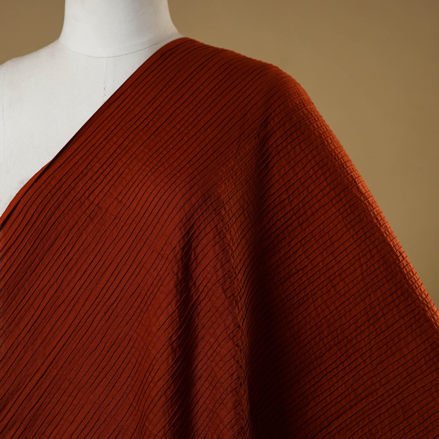 Maroon - pintuck plain cotton fabric 11 - handcrafted