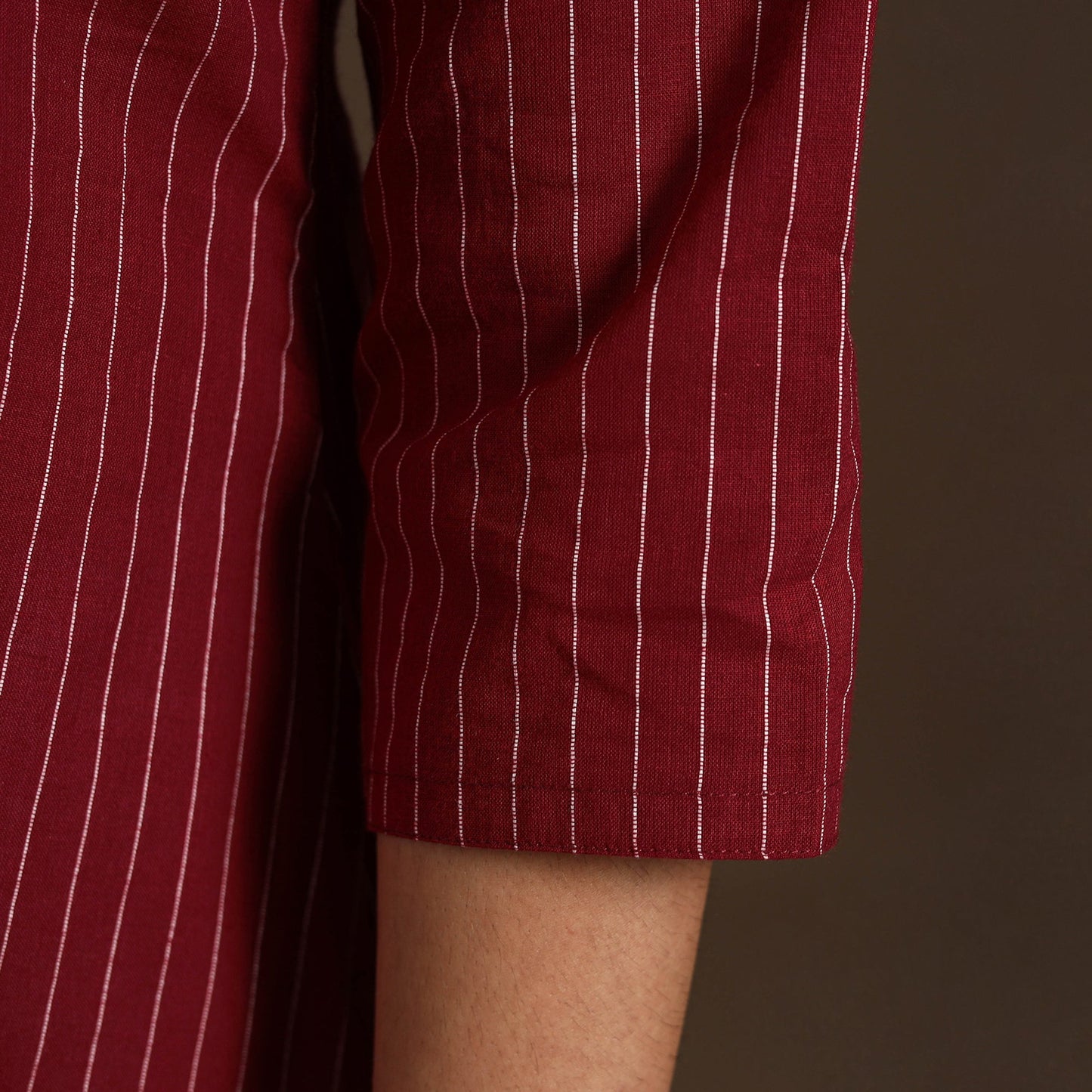 Maroon Pintuck Straight Cotton Jacquard Kurta
