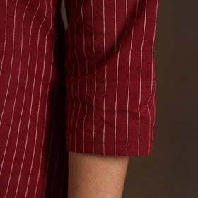Maroon Pintuck Straight Cotton Jacquard Kurta