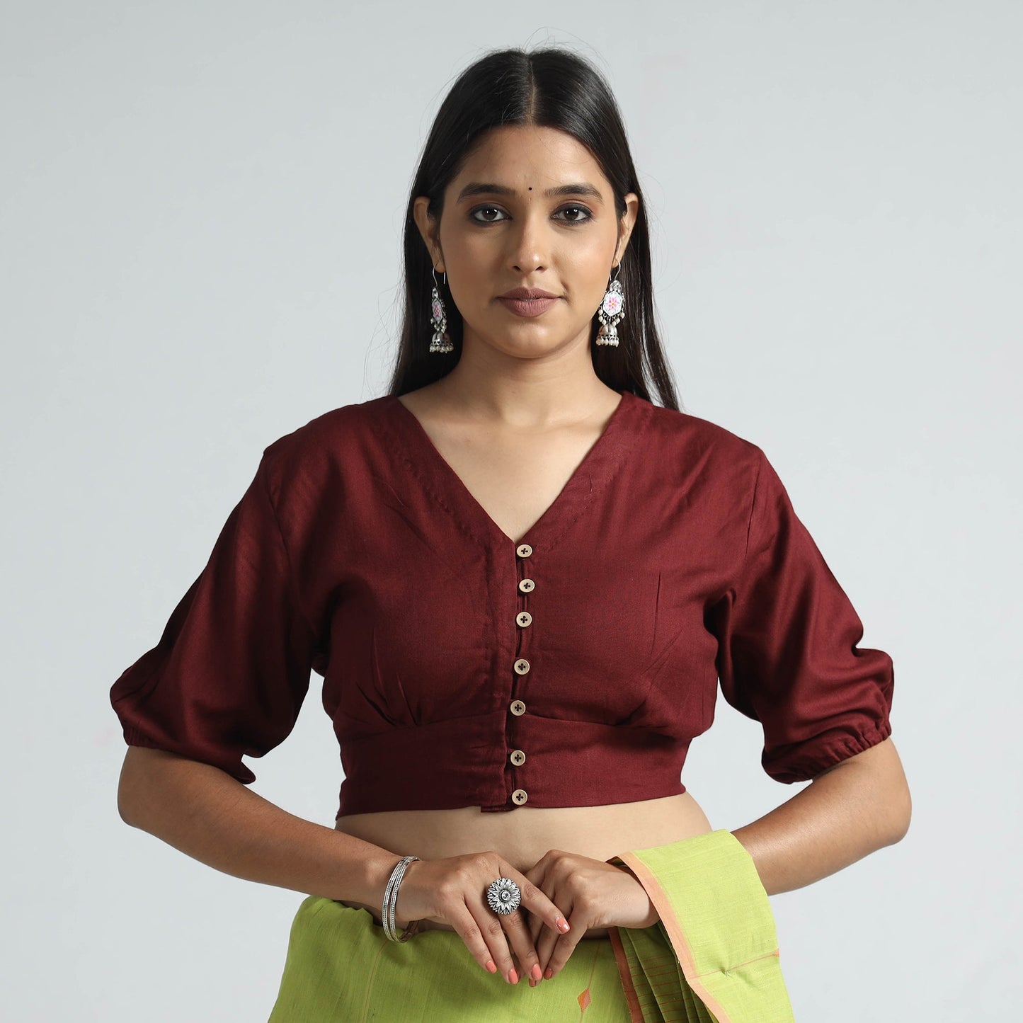 Buy Plain Linen Cotton Stitched Blouse Online at iTokri.com