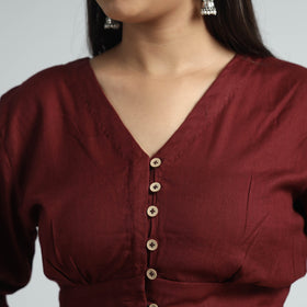 Buy Plain Linen Cotton Stitched Blouse Online at iTokri.com