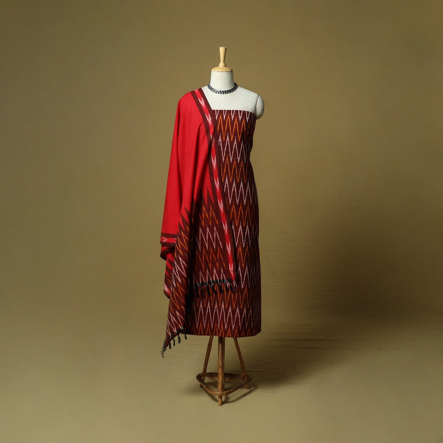 Pochampally ikat 3pc cotton unstitched dress material 48