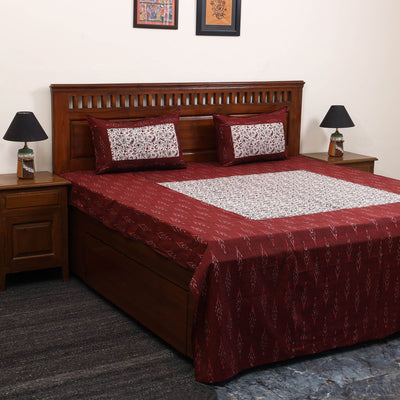 Pochampally ikat with bagh patch cotton bedsheet set 08