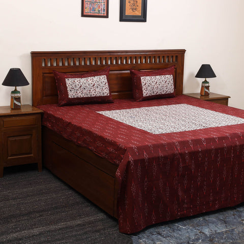 Pochampally ikat with bagh patch cotton bedsheet set 08
