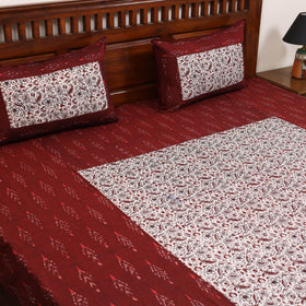 Pochampally ikat with bagh patch cotton bedsheet set 08