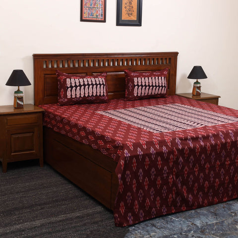 Pochampally ikat with bagh patch cotton bedsheet set 10