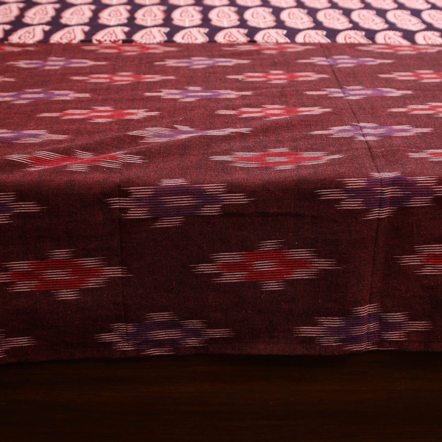 Pochampally ikat with bagh patch cotton bedsheet set 10