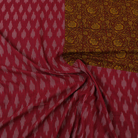Maroon Pochampally Ikat with Bagh Patch Cotton Bedsheet Set