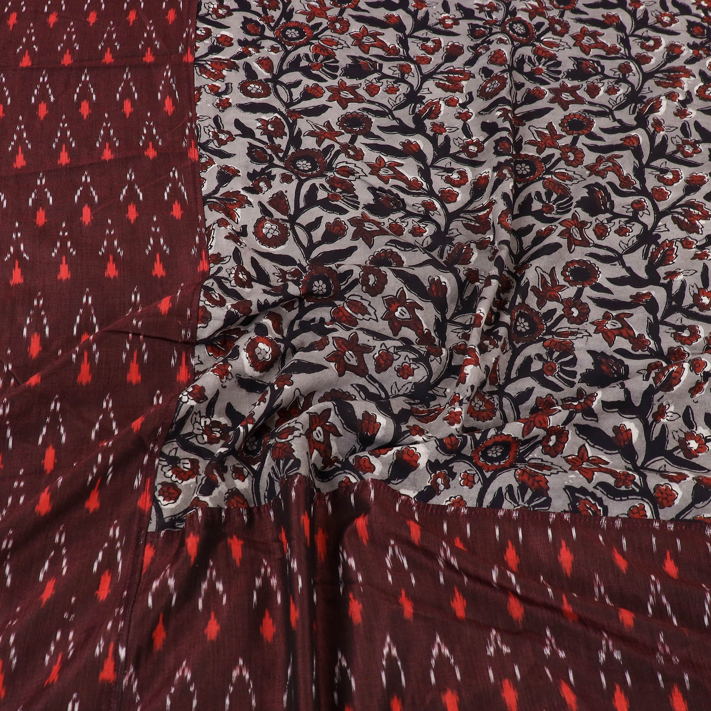 Buy Pochampally Ikat with Bagru Patch Cotton Bedsheet Set 