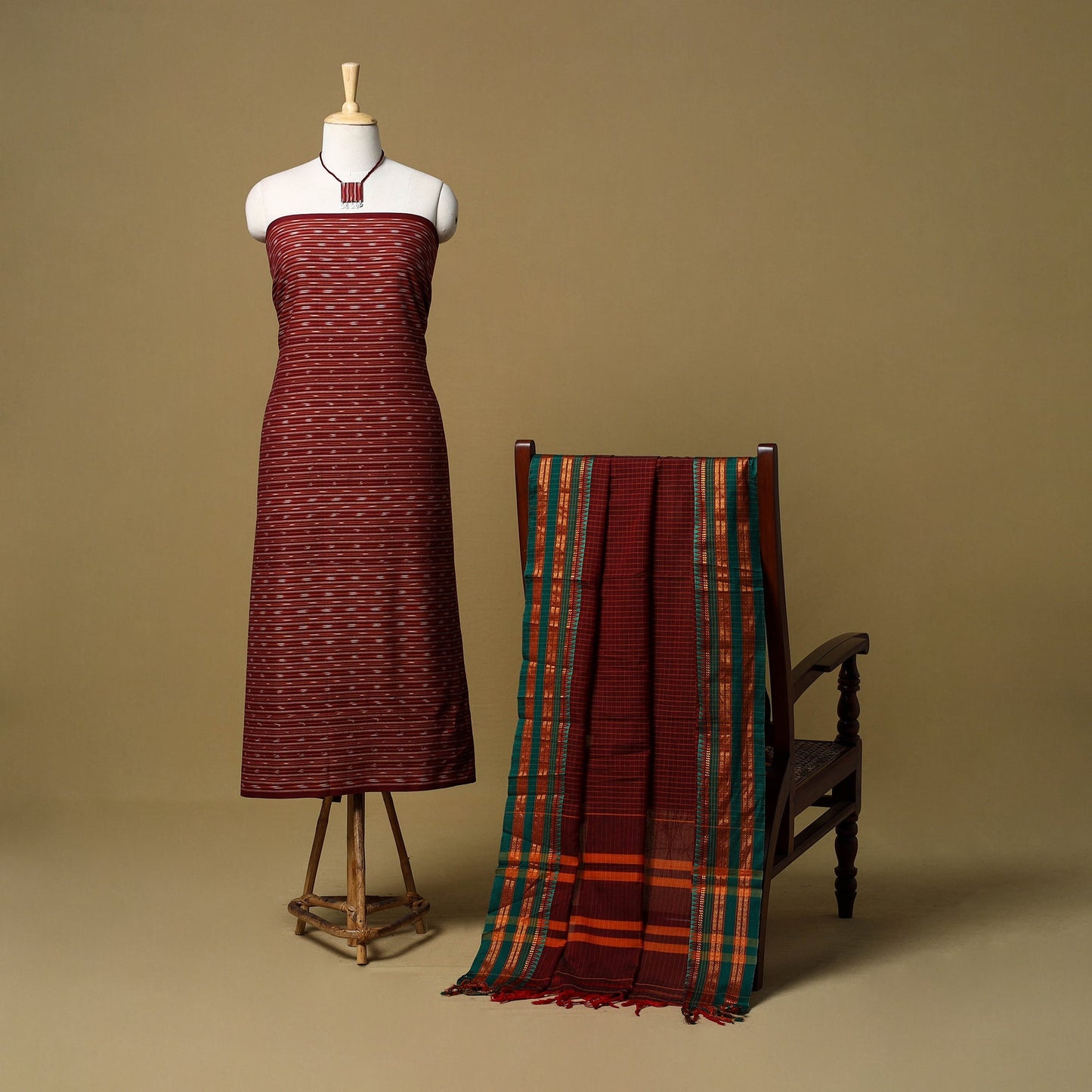 Pochampally ikat cotton 2pc unstitched dress material