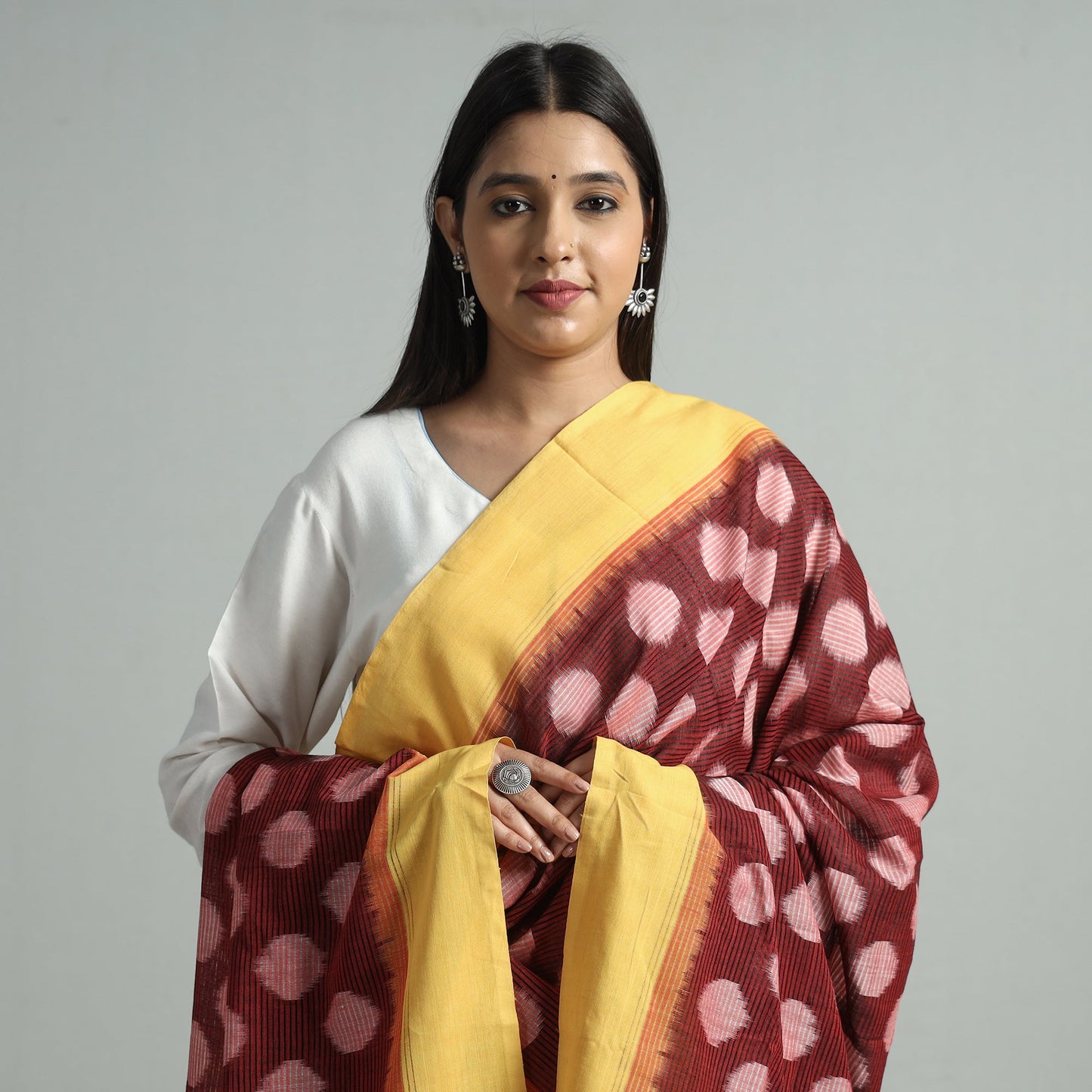  Pochampally Ikat Cotton Handloom Dupatta 44 