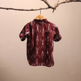 Maroon - pochampally ikat cotton kids kurta (6-12 months)