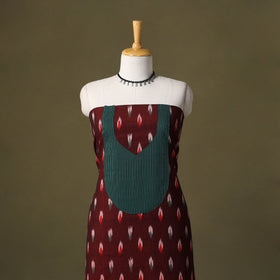 Maroon Pochampally Ikat Cotton Unstitched Kurta Material