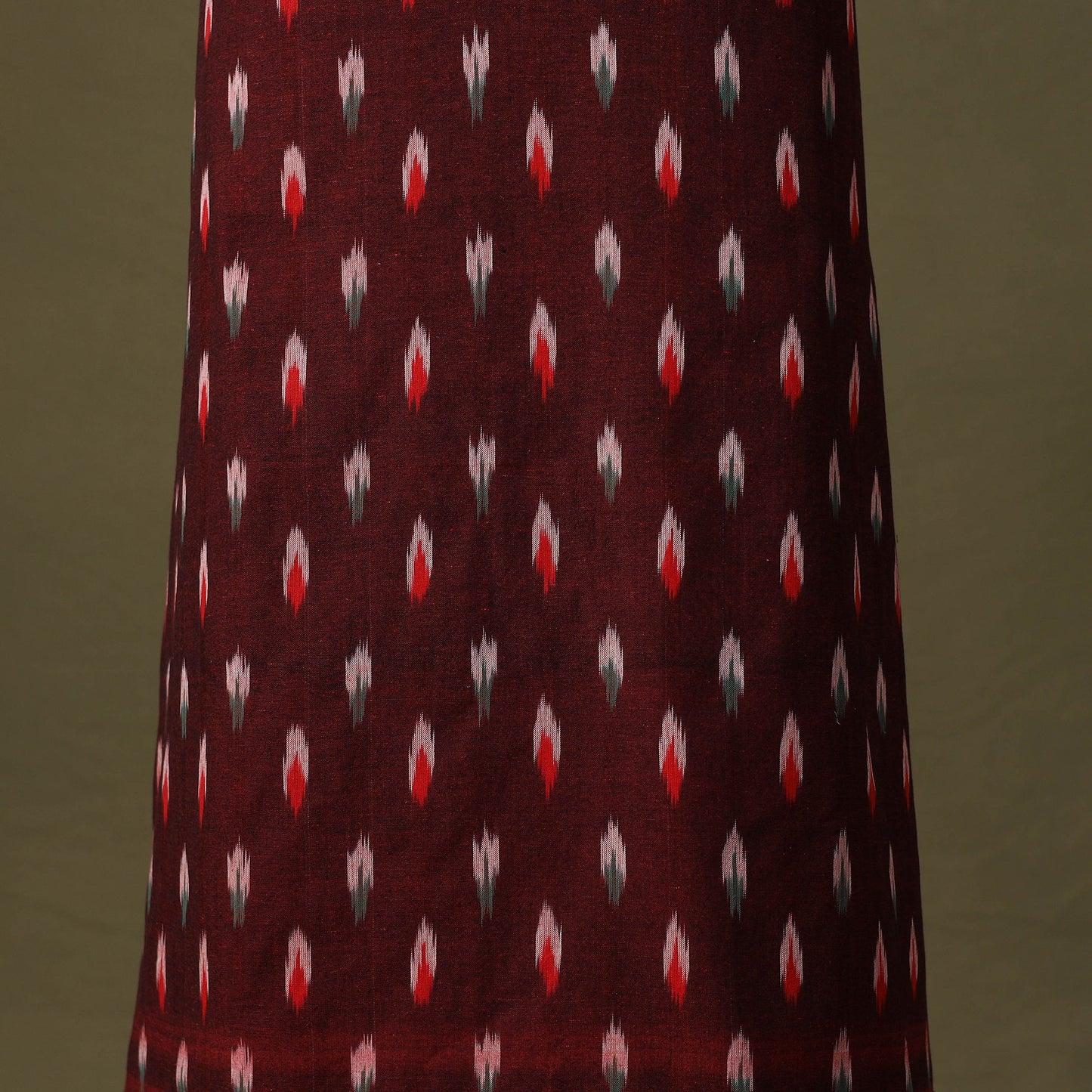 Maroon Pochampally Ikat Cotton Unstitched Kurta Material