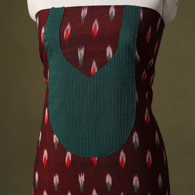 Maroon Pochampally Ikat Cotton Unstitched Kurta Material