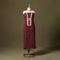Maroon Pochampally Ikat Cotton Unstitched Kurta Material