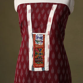 Maroon Pochampally Ikat Cotton Unstitched Kurta Material