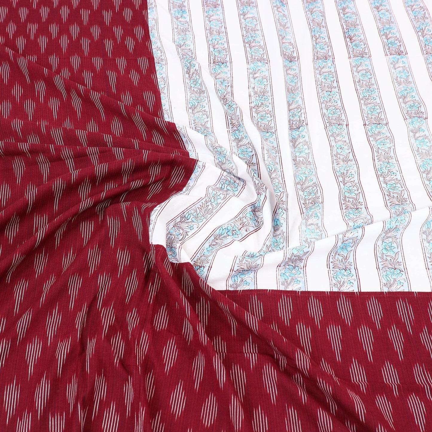Pochampally Ikat with Sanganeri Patch Cotton Bedsheet Set