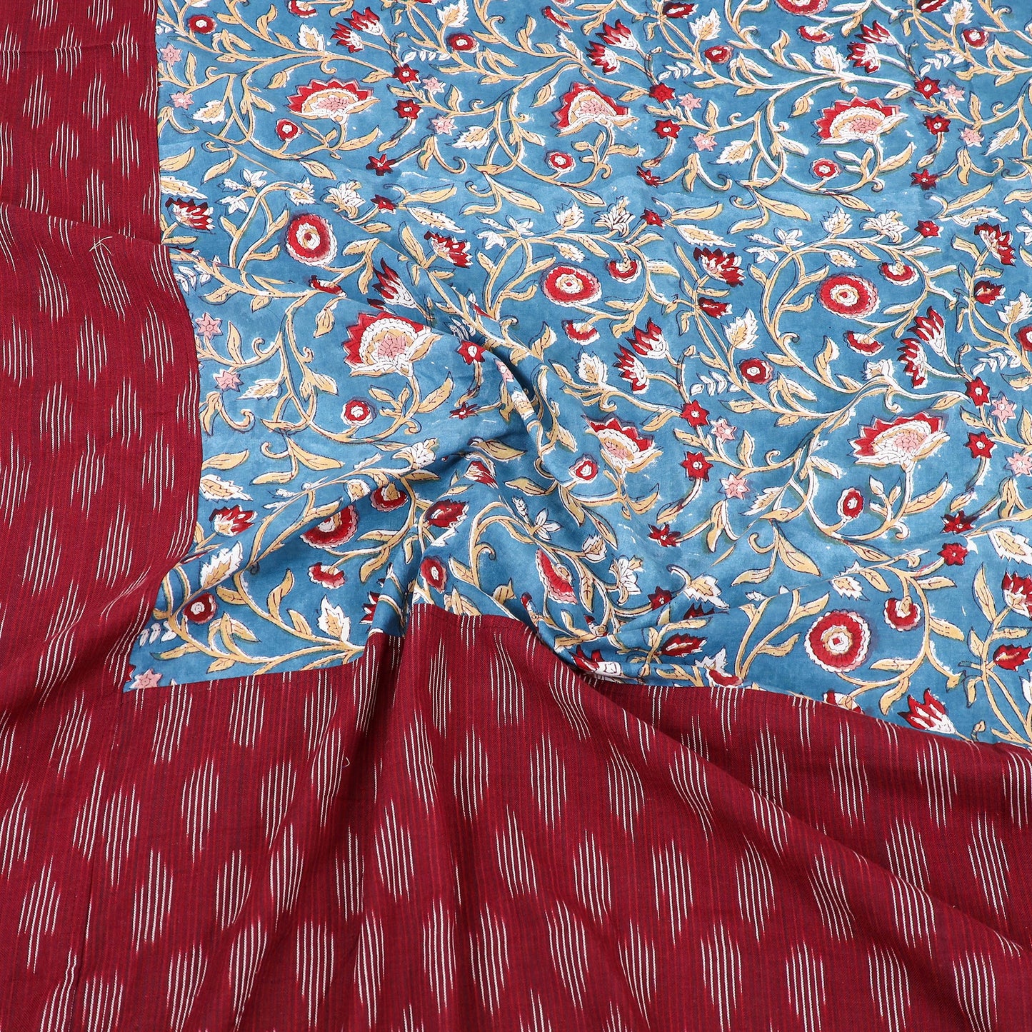 Pochampally Ikat with Sanganeri Patch Cotton Bedsheet Set