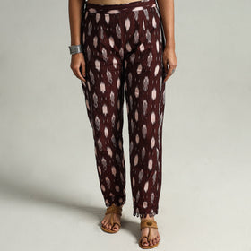Maroon - Pochampally Ikat Weave Cotton Elasticated Pant 05