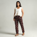 Maroon - Pochampally Ikat Weave Cotton Elasticated Pant 05