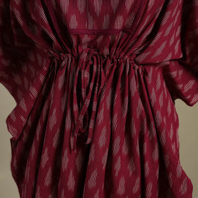 Maroon Pochampally Ikat Weave Cotton Kaftan (Medium)