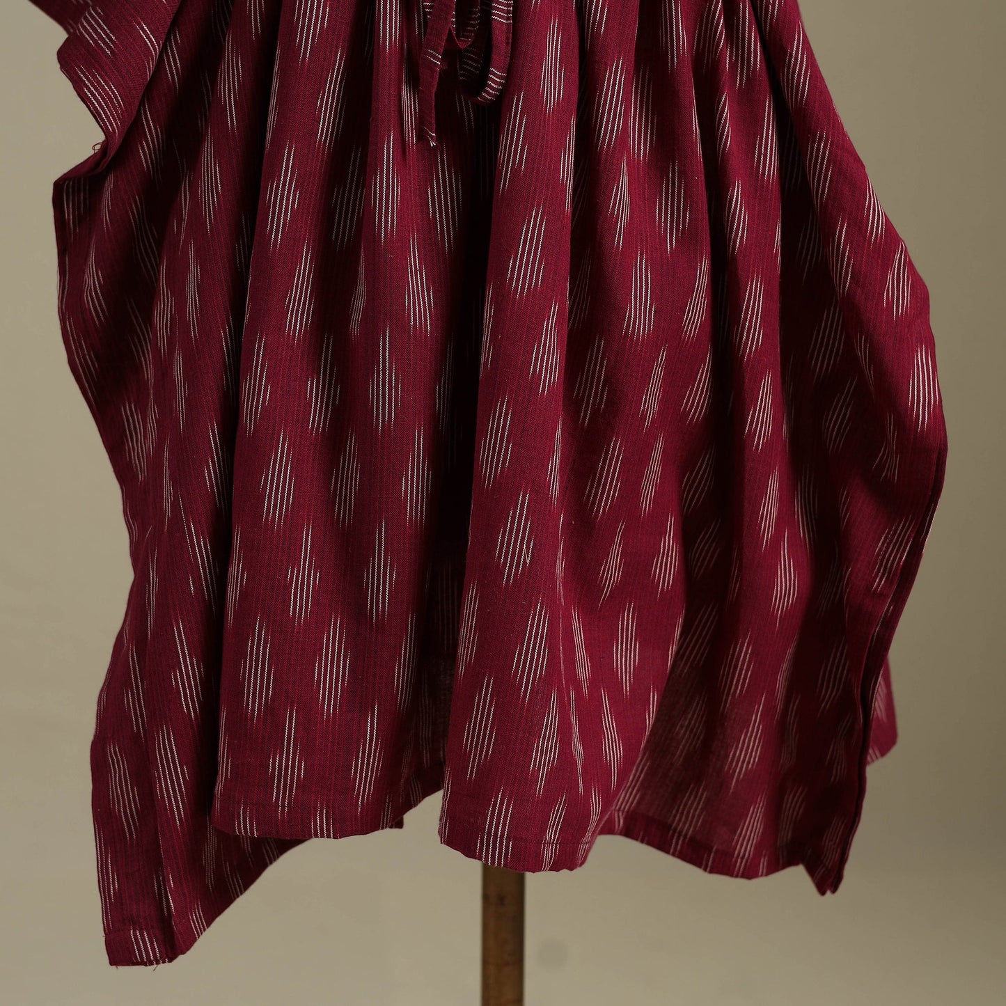 Maroon Pochampally Ikat Weave Cotton Kaftan (Medium)