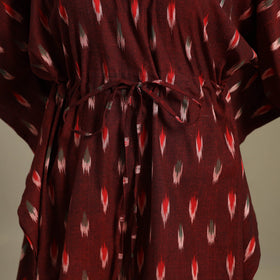 Maroon - pochampally ikat weave cotton kaftan (medium) 28