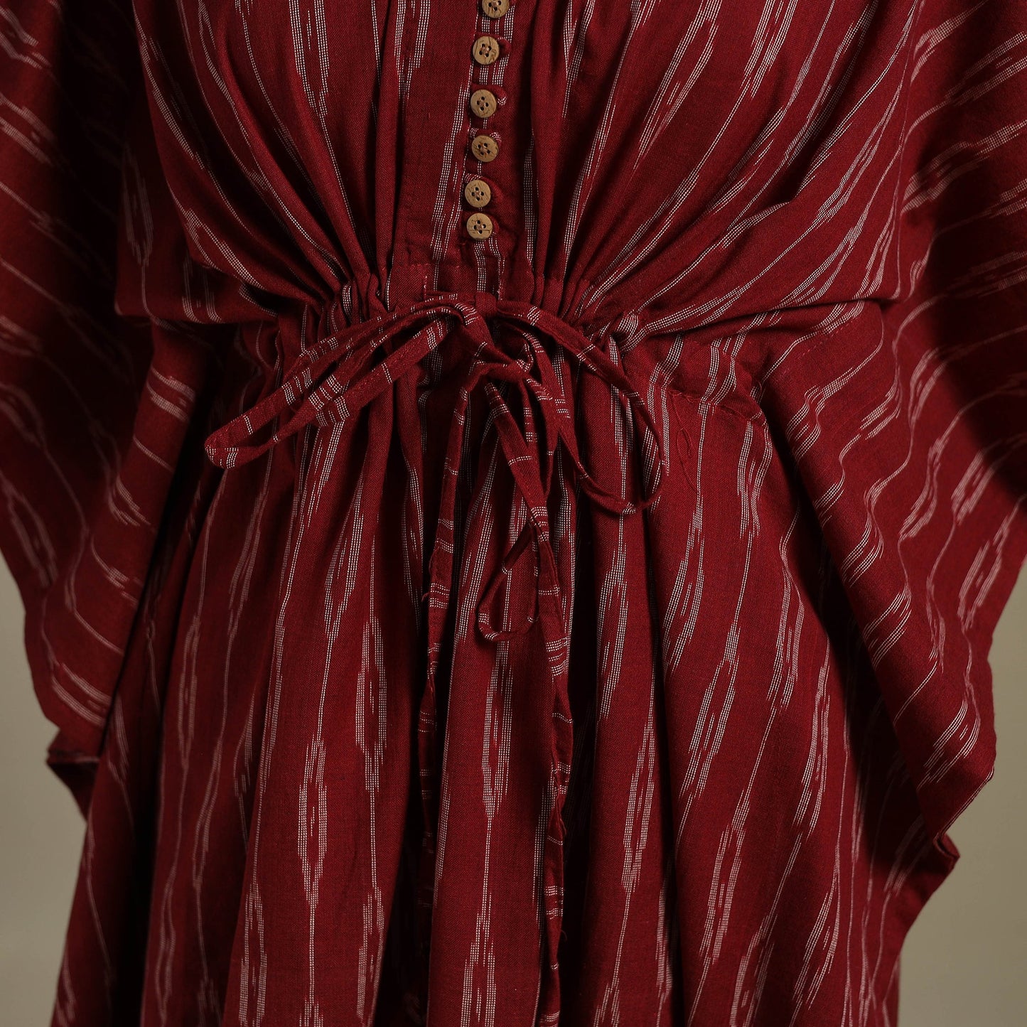 Maroon Pochampally Ikat Weave Cotton Kaftan (Medium)