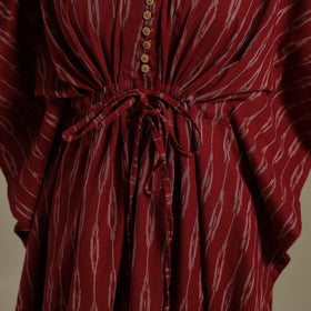 Maroon Pochampally Ikat Weave Cotton Kaftan (Medium)