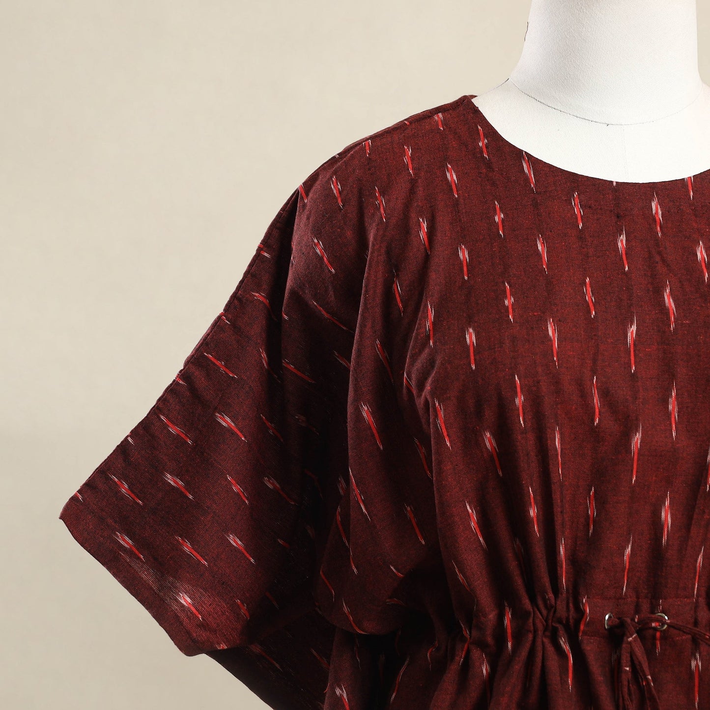 Buy Maroon Pochampally Ikat Weave Cotton Kaftan