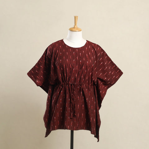 Buy Maroon Pochampally Ikat Weave Cotton Kaftan