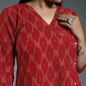 Maroon - pochampally ikat weave cotton long kurta
