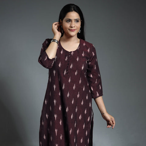  Pochampally Ikat Weave Cotton Long Straight Kurta 