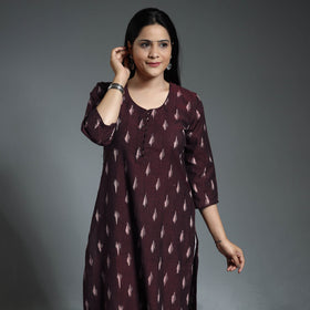  Pochampally Ikat Weave Cotton Long Straight Kurta 