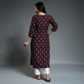  Pochampally Ikat Weave Cotton Long Straight Kurta 