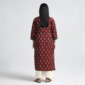 Buy Pochampally Ikat Weave Cotton Straight Kurta with Jacquard Patchwork Online at iTokri.com