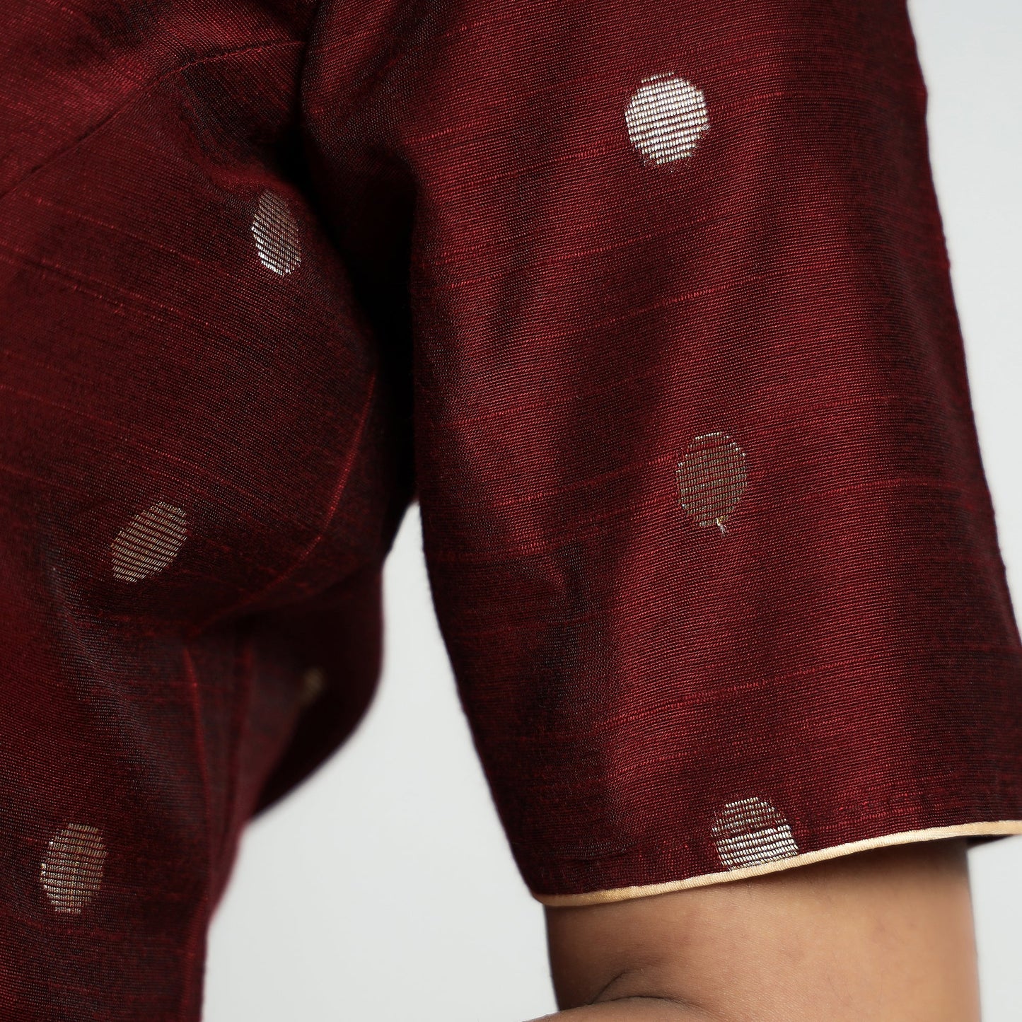 Buy Polka Dot Zari Buti Viscose Silk Stitched Blouse Online at iTokri.com