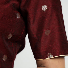 Buy Polka Dot Zari Buti Viscose Silk Stitched Blouse Online at iTokri.com