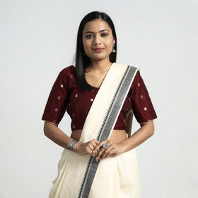 Buy Polka Dot Zari Buti Viscose Silk Stitched Blouse Online at iTokri.com